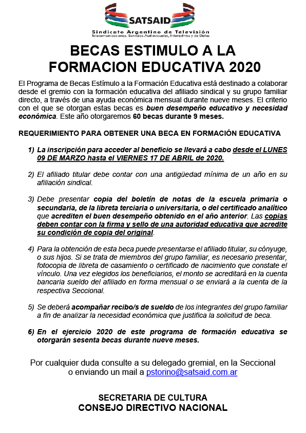 BECAS ESTÍMULO A LA FORMACIÓN EDUCATIVA 2020