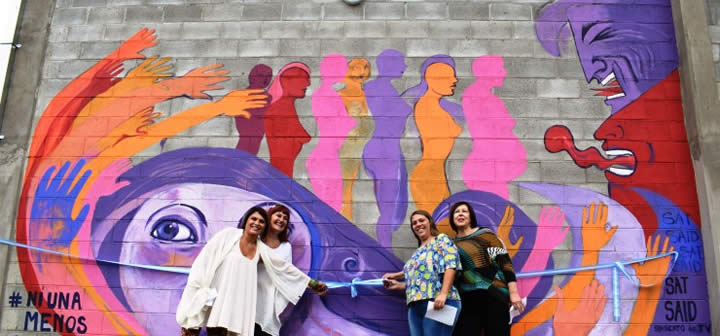 SATSAID San Luis inauguró un mural contra la violencia de género