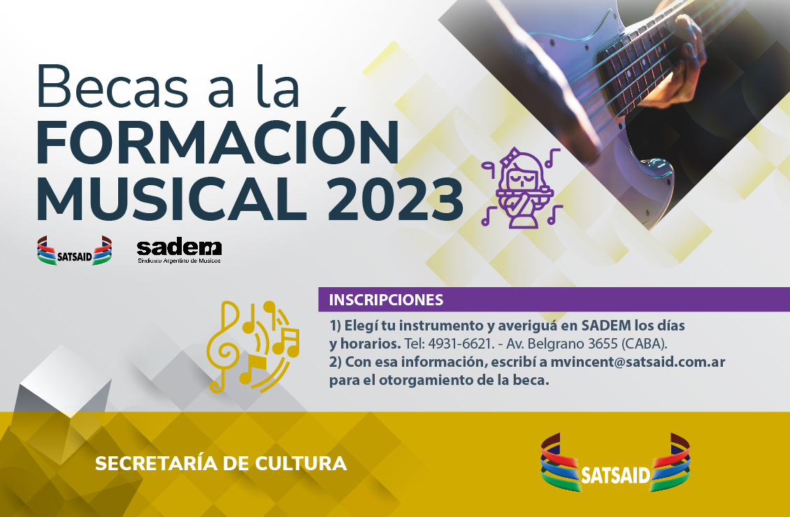 BECAS MUSICALES 2023: ABIERTA LA INSCRIPCIÓN PARA CURSOS PRESENCIALES EN SADEM