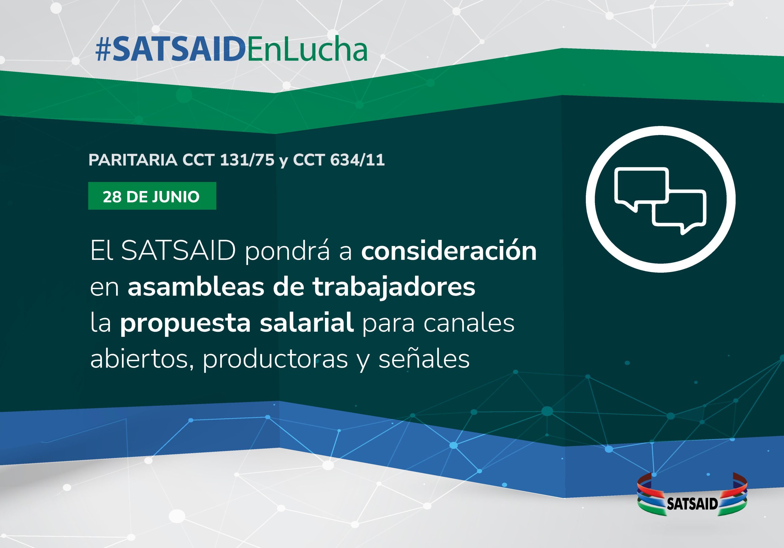 EL SATSAID PONDRÁ A CONSIDERACIÓN EN ASAMBLEAS DE TRABAJADORES LA PROPUESTA SALARIAL PARA CANALES ABIERTOS, PRODUCTORAS Y SEÑALES 