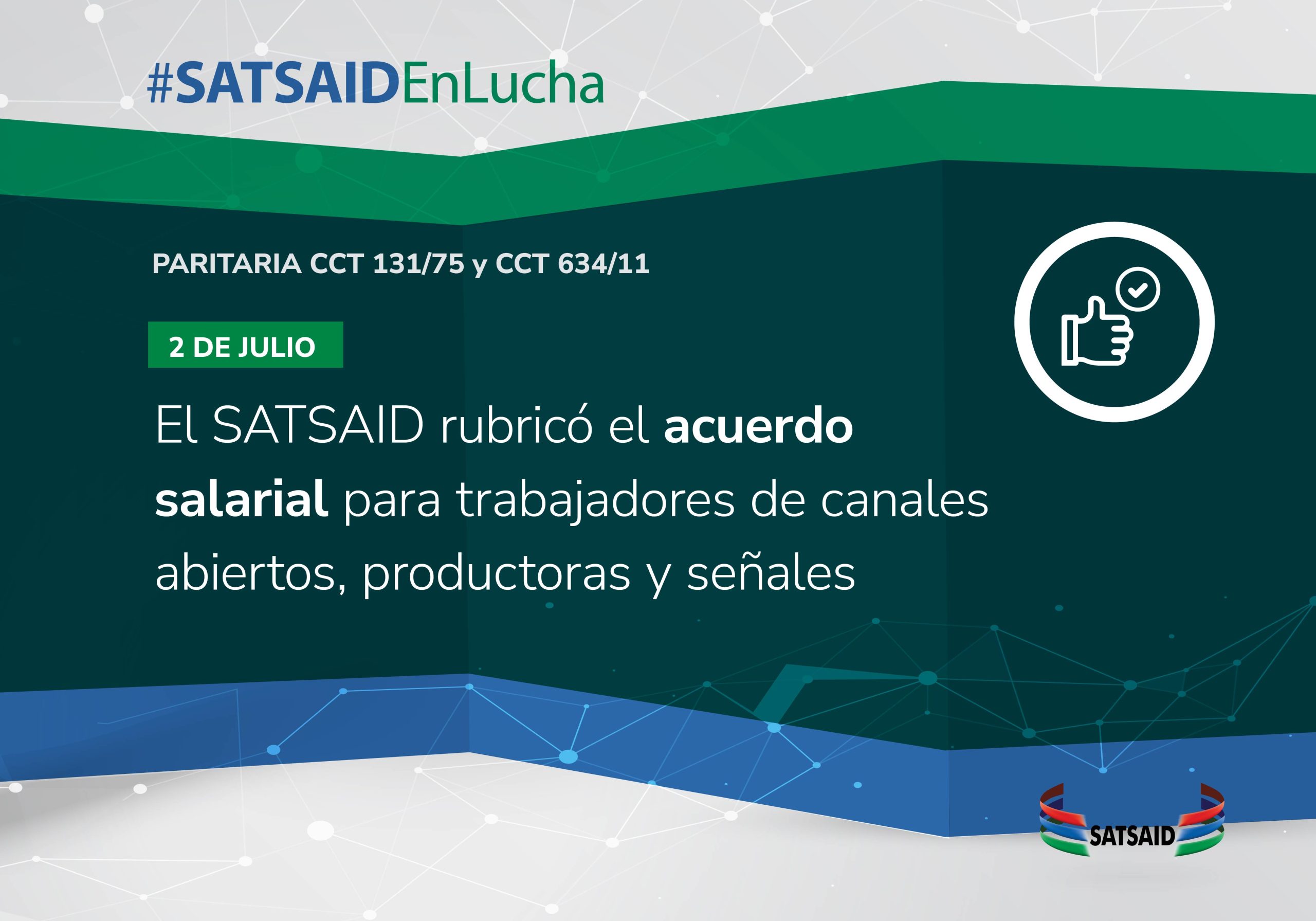 EL SATSAID RUBRICÓ EL ACUERDO SALARIAL PARA TRABAJADORES DE CANALES ABIERTOS, PRODUCTORAS Y SEÑALES 