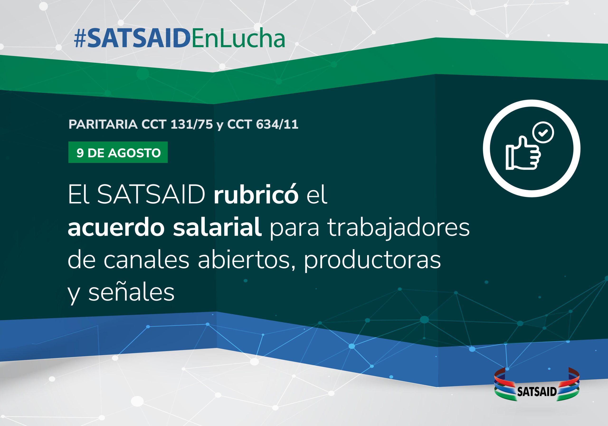 EL SATSAID RUBRICÓ EL ACUERDO SALARIAL PARA TRABAJADORES DE CANALES ABIERTOS, PRODUCTORAS Y SEÑALES