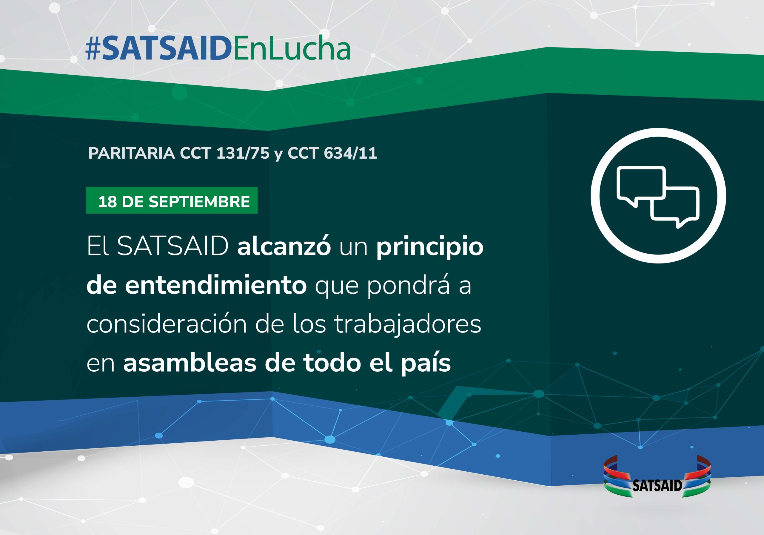 EL SATSAID ALCANZÓ UN PRINCIPIO DE ENTENDIMIENTO QUE PONDRÁ A CONSIDERACIÓN DE LOS TRABAJADORES EN ASAMBLEAS EN TODOS EL PAÍS 