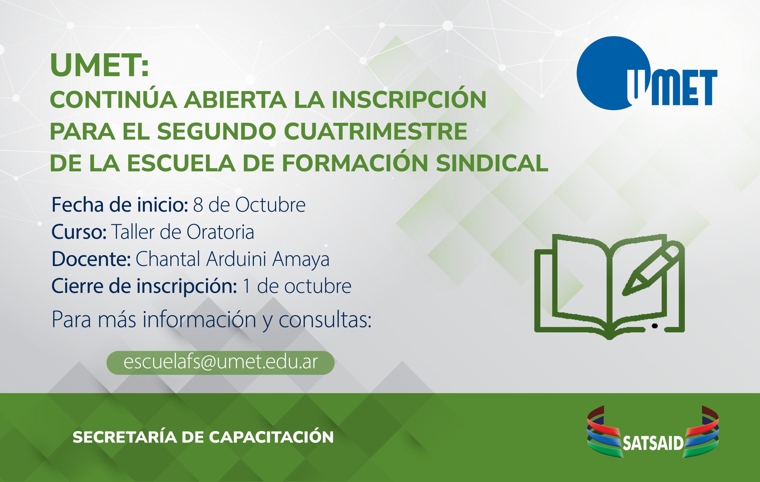 UMET: CONTINÚA ABIERTA LA INSCRIPCIÓN PARA EL SEGUNDO CUATRIMESTRE DE LA ESCUELA DE FORMACIÓN SINDICAL 