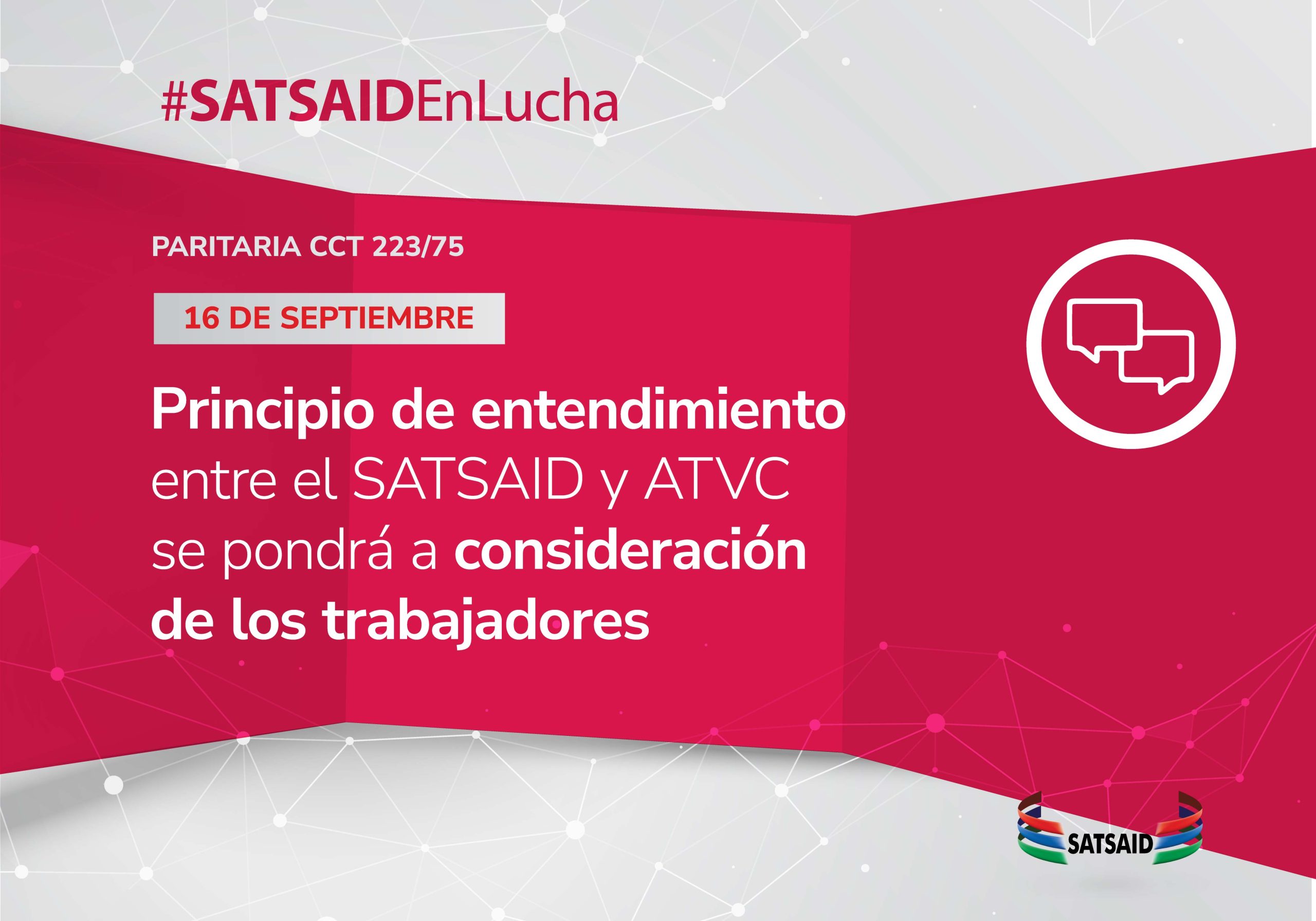 PRINCIPIO DE ENTENDIMIENTO ENTRE EL SATSAID Y ATVC SE PONDRÁ A CONSIDERACIÓN DE LOS TRABAJADORES 