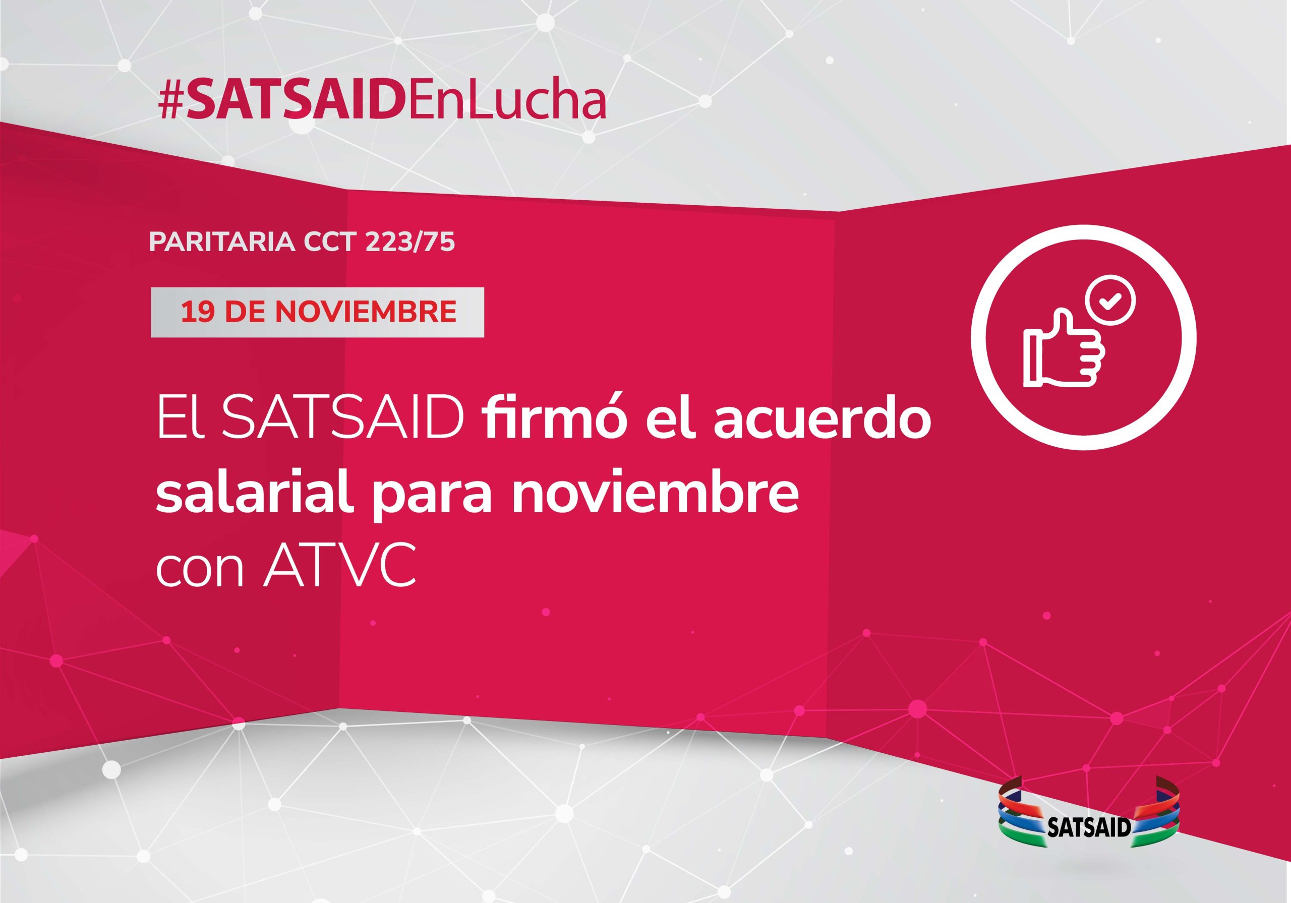 EL SATSAID FIRMÓ EL ACUERDO SALARIAL PARA NOVIEMBRE CON ATVC  