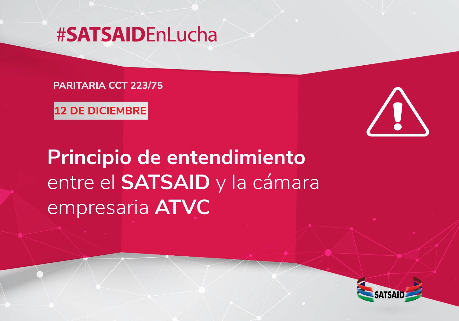 PRINCIPIO DE ENTENDIMIENTO ENTRE EL SATSAID Y LA CÁMARA EMPRESARIA ATVC