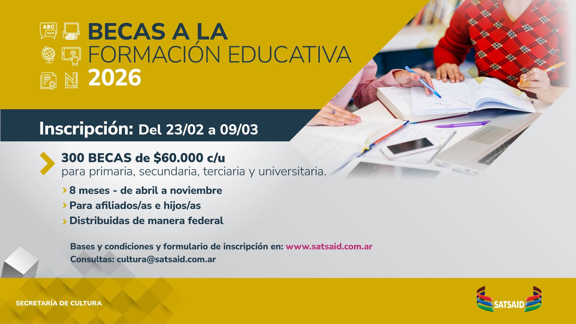 ¡SE VIENEN LAS BECAS A LA FORMACIÓN EDUCATIVA 2026!