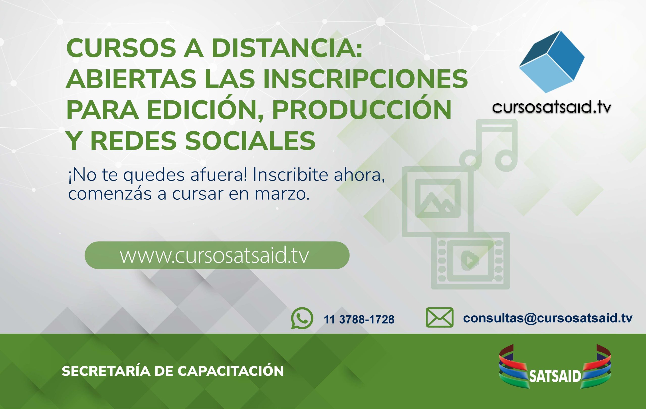 CURSOS A DISTANCIA: ABIERTAS LAS INSCRIPCIONES PARA EDICIÓN, PRODUCCIÓN Y REDES SOCIALES 